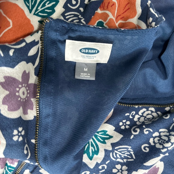 OLD NAVY FLORAL SHIFT MINI DRESS Size M Women 3/4 Sleeve Lined Cottagecore Tunic - Picture 5 of 8